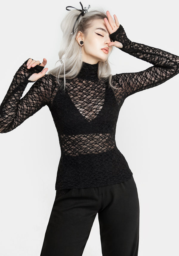 Arabella Lace High Neck Top