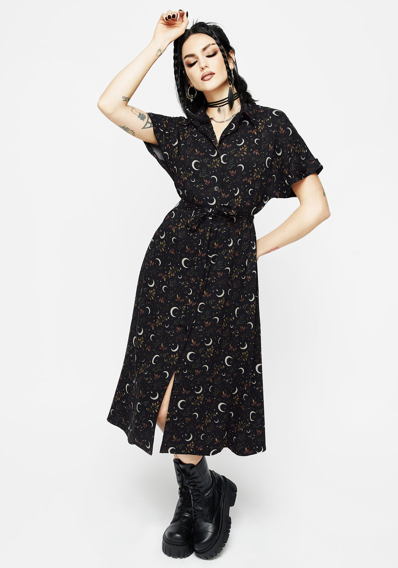 Sickle Moon Midi Shirt Dress