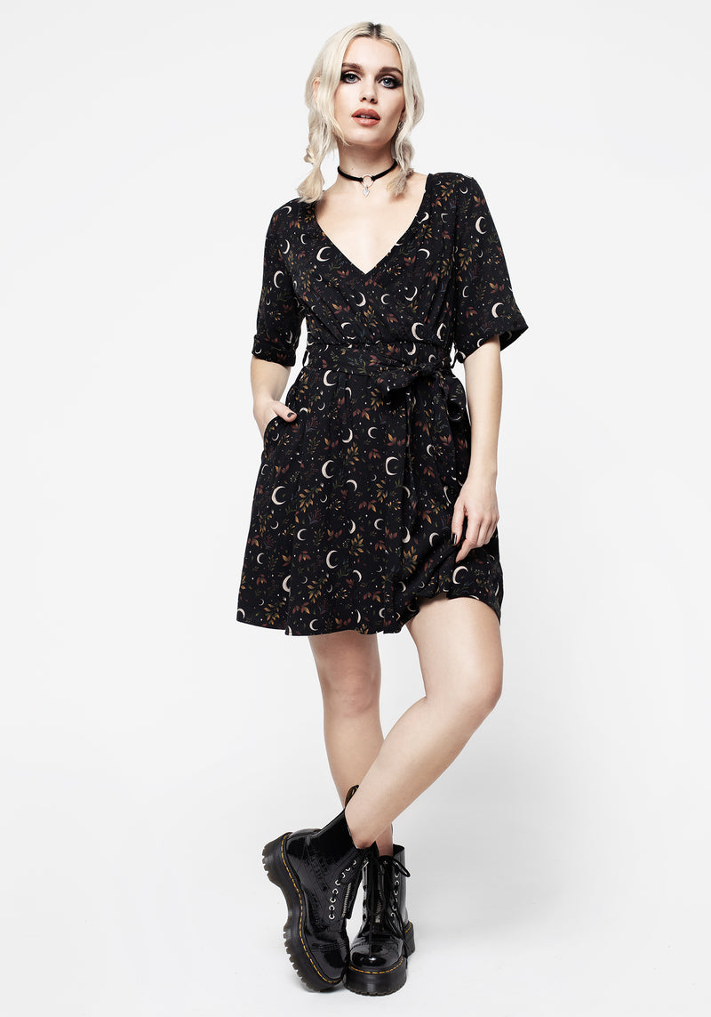 Sickle Moon Mini Wrap Dress