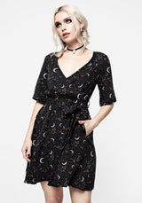 Sickle Moon Mini Wrap Dress