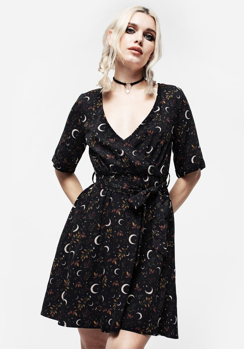 Sickle Moon Mini Wrap Dress