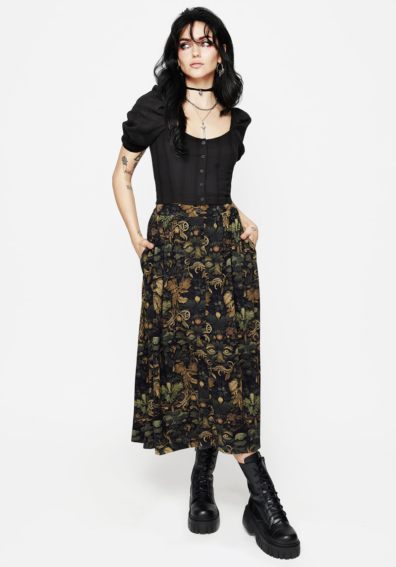 Rebirth Button Up Midi Skirt