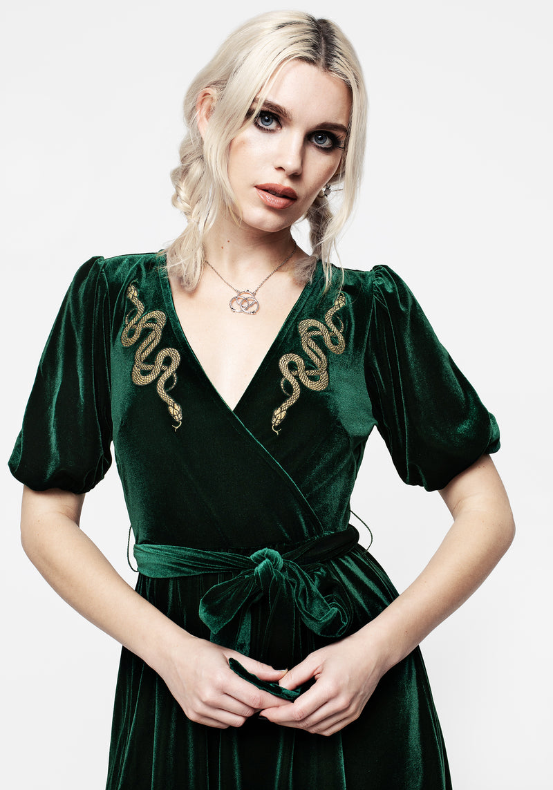 Zarina Embroidered Mini Wrap Dress