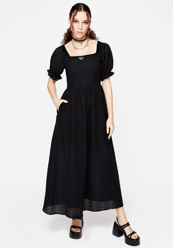 Euthymia Broderie Puff Sleeve Maxi Dress