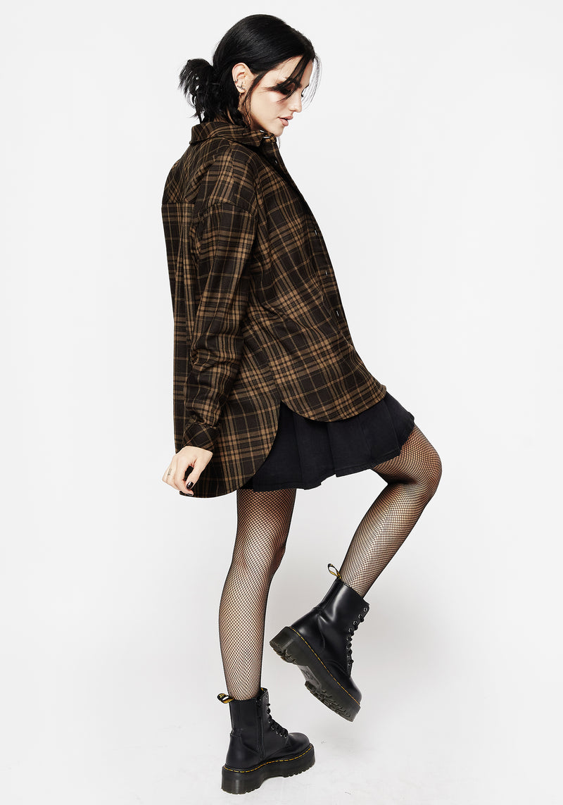 Vetula Embroidered Oversized Check Shirt