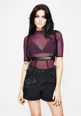 Jinx Mesh Kurz Ärmel Top - Lila