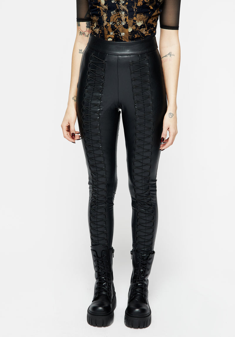 Vagabond Spitze Hoch Kunstleder Leggings