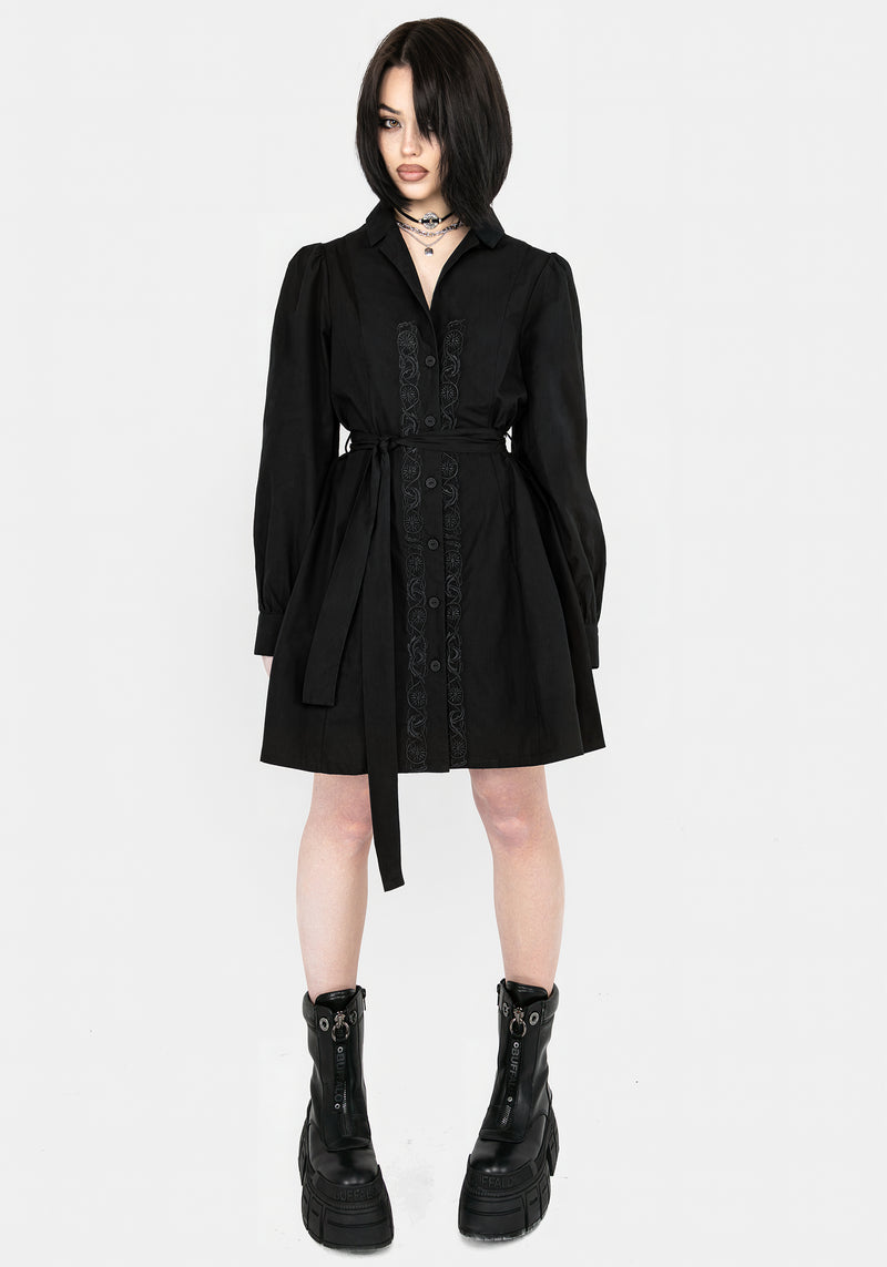 Letavia Embroidered Mini Shirt Dress