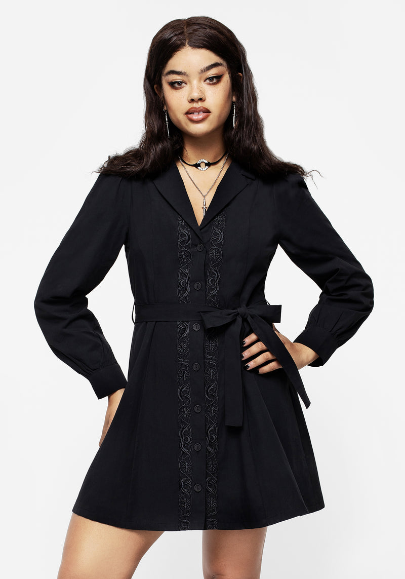 Letavia Embroidered Mini Shirt Dress