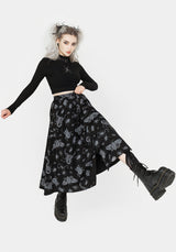 Parasite Bugs Button Front Midi Skirt - Black