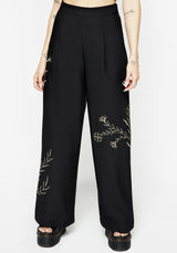 Herald Embroidered Wide Leg Trousers