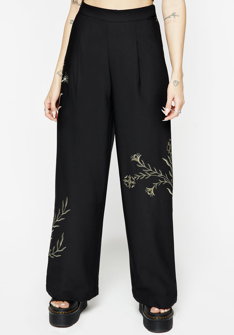 Herald Embroidered Wide Leg Trousers