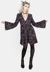 Heliotrope Floral Mini Smock Dress