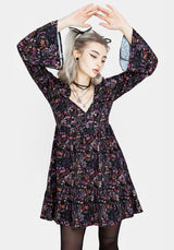 Heliotrope Floral Mini Smock Dress