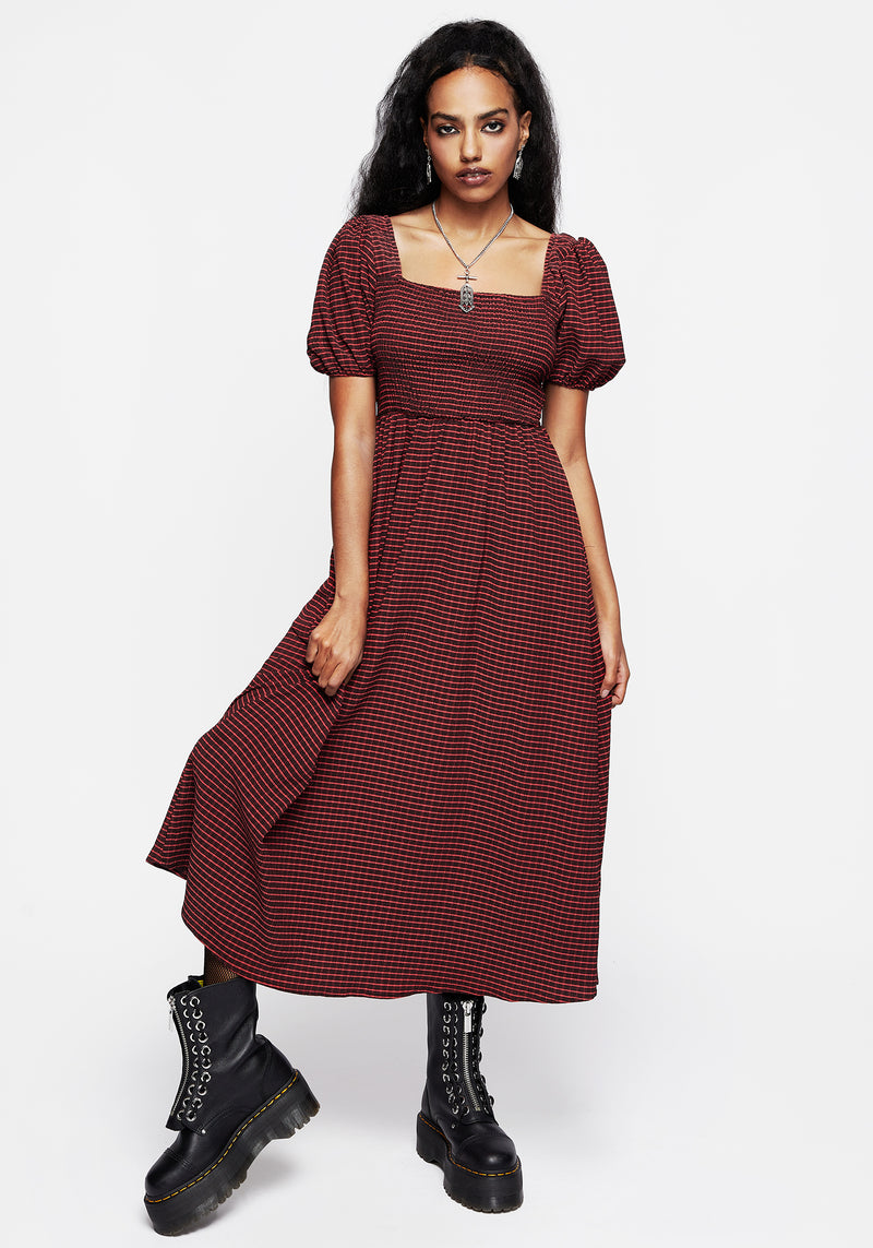 Carmine Check Midaxi Smock Dress