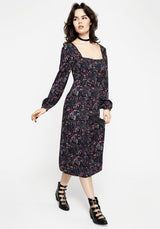 Heliotrope Floral Print Midi Dress