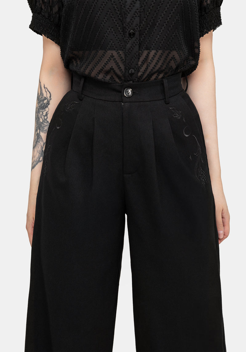 Dianne Embroidered Balloon Trousers - Black