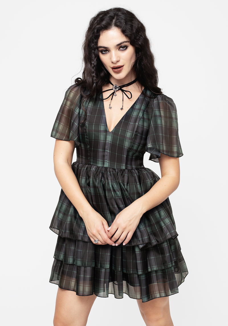 Checkmate Gelagert Organza Mini Kleid