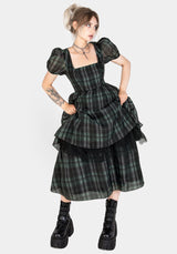 Checkmate Puffärmel Ärmel Gelagert Organza Midi Kleid