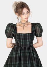 Checkmate Puffärmel Ärmel Gelagert Organza Midi Kleid