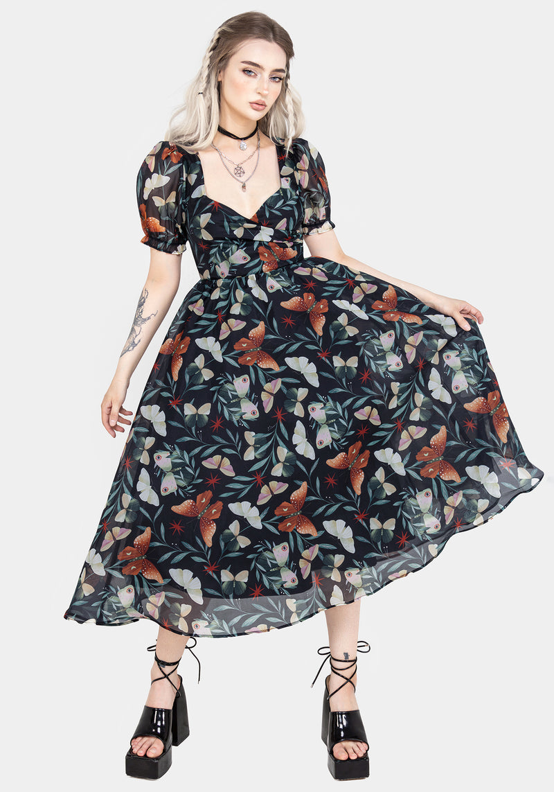 Mariposa Puffärmel Ärmel Organza Midi Kleid