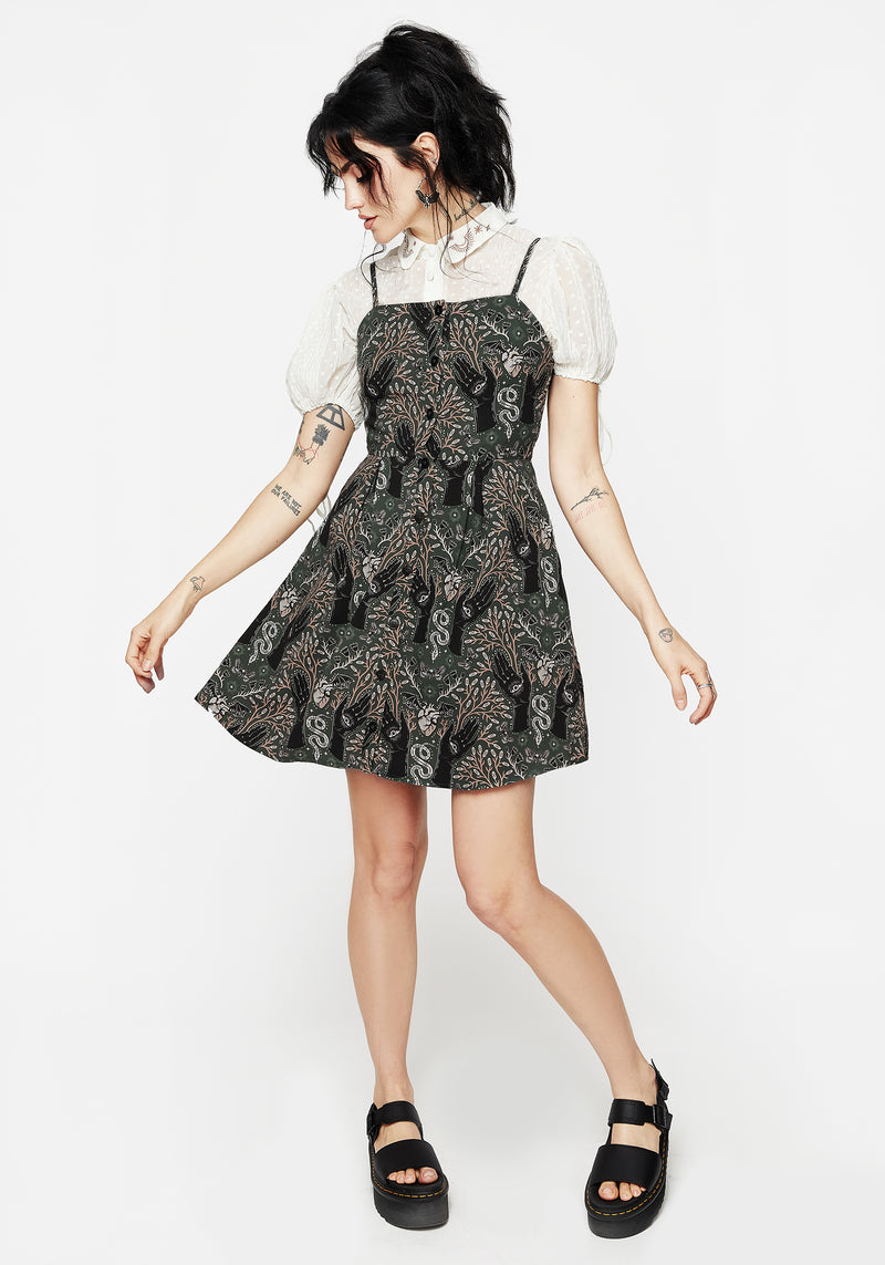 Hemlock Mini Schürze Kleid - Grün