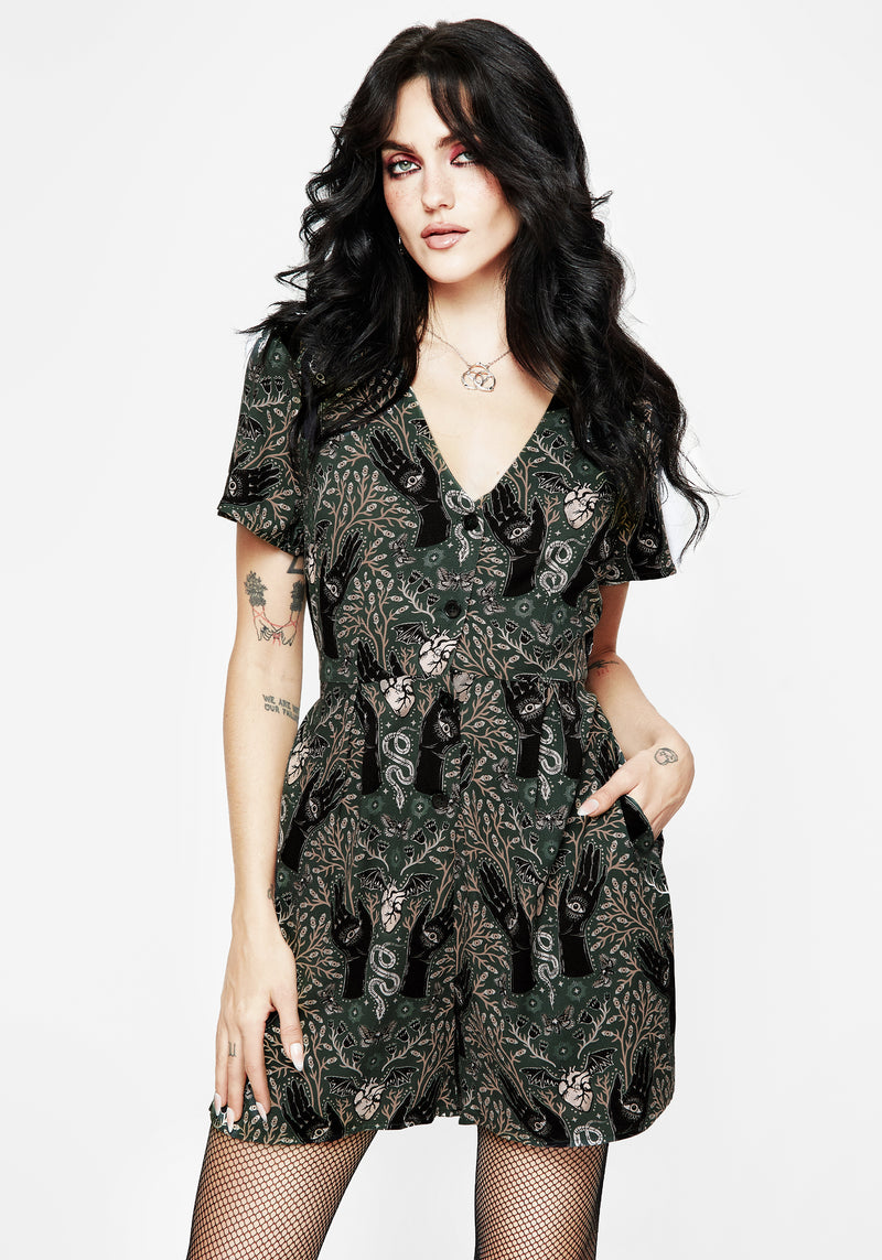 Hemlock V-Neck Playsuit - Green