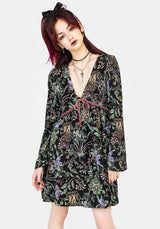 Beltane Flöte Ärmel Mini Kleid