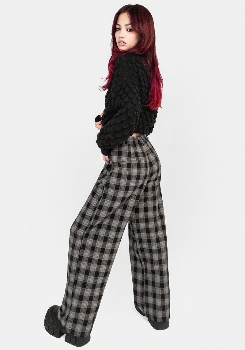 Glenda Wide Leg Check Trousers