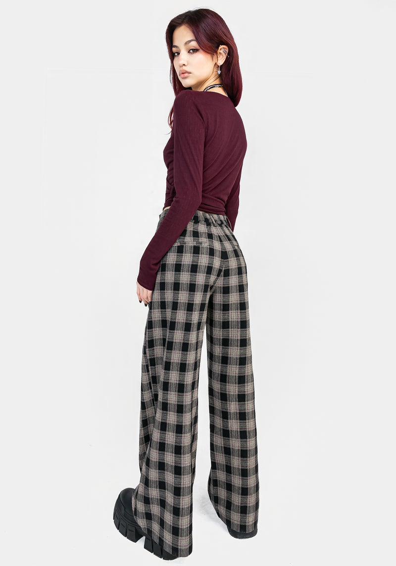 Glenda Wide Leg Check Trousers