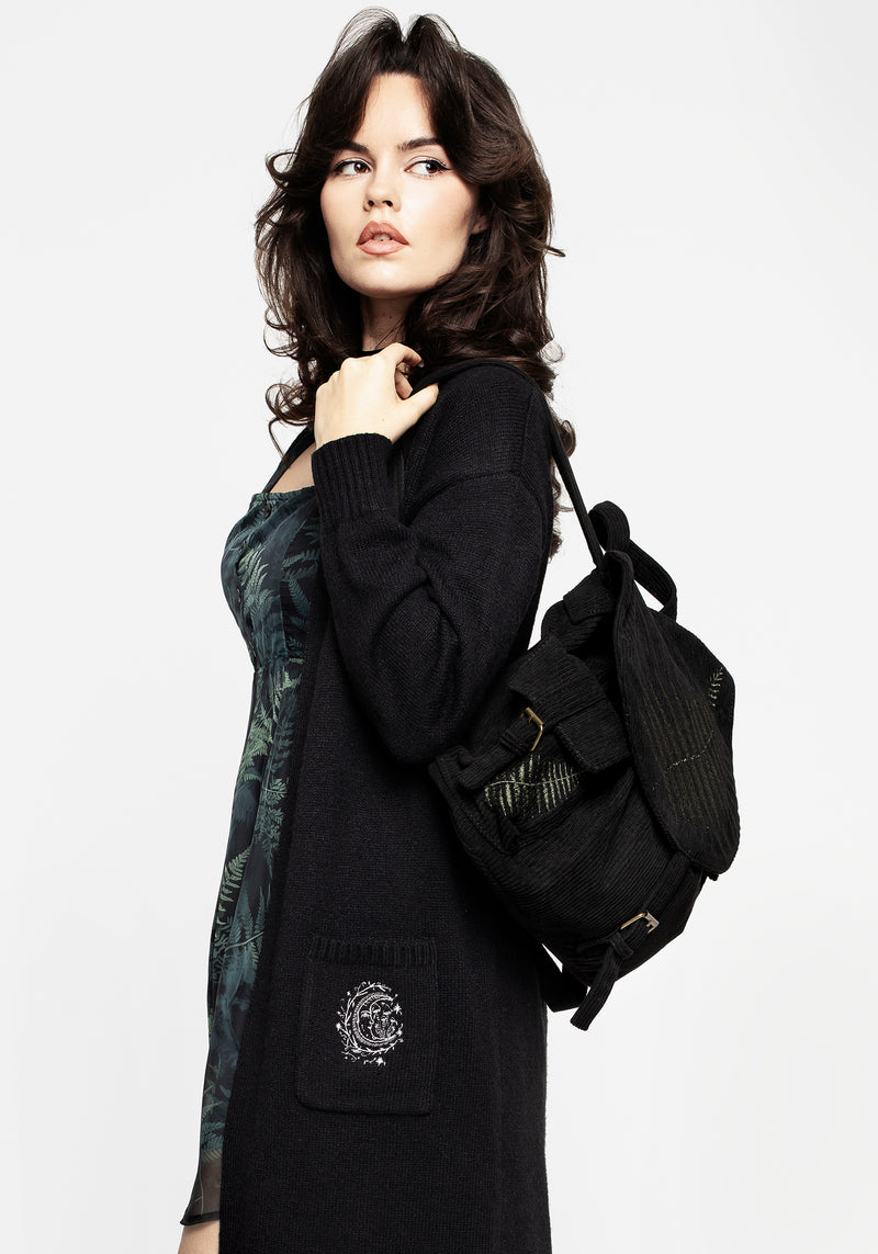 Fern Embroidered Satchel Backpack