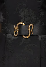 Mamba Debossed Belt With Snake Buckle - Brass