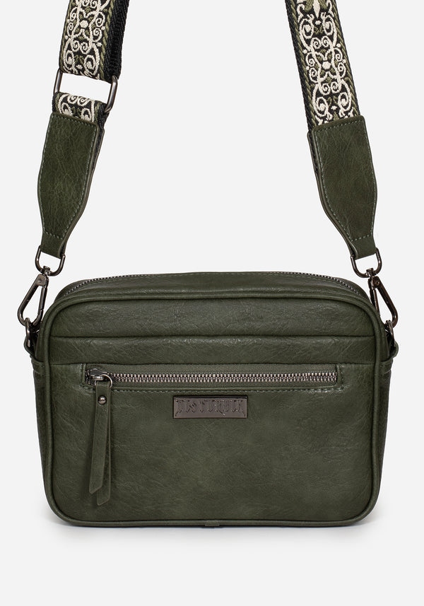 Portent Geprägt Reißverschluss Vorderseite Crossbody Tasche    