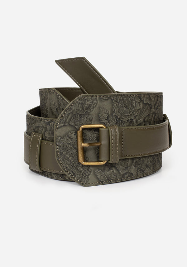 Cypress Paisley Debossed Buckled Waist Belt