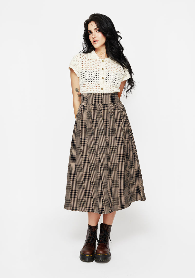 Mabel Check Midi Skirt