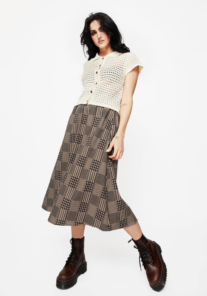 Mabel Check Midi Skirt