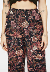 Bashe Cotton Floral Snake Print Wide Leg Trousers