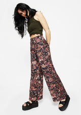 Bashe Cotton Floral Snake Print Wide Leg Trousers