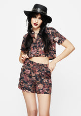 Bashe Cotton Floral Snake Print Shorts