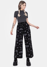 Parasite Bugs Wide Leg Paperbag Culotte Trousers - Black