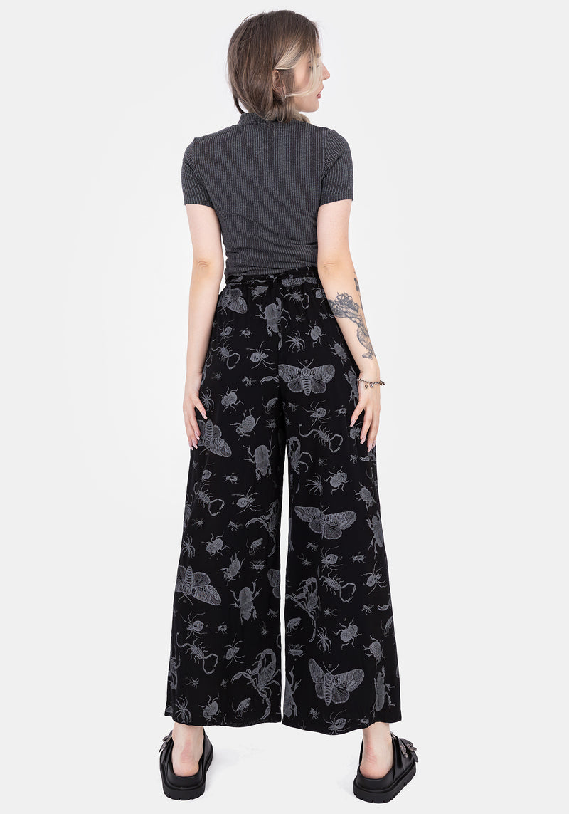 Parasite Bugs Wide Leg Paperbag Culotte Trousers - Black