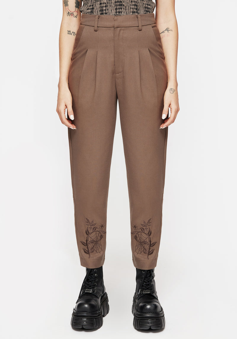 Hazel Embroidered Slim Tailored Trousers