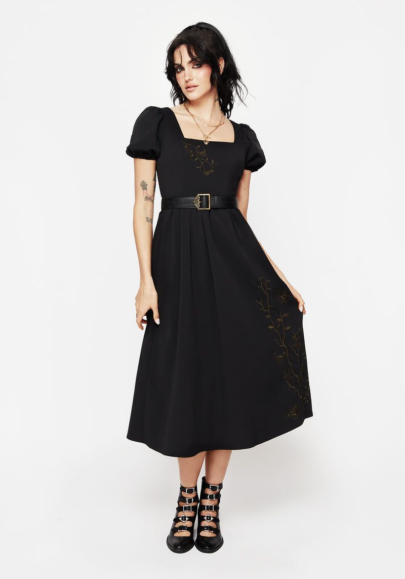 Cressida Moth Embroidered Midi Dress