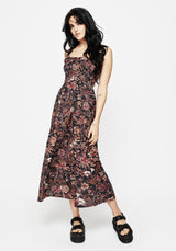 Bashe Cotton Floral Snake Print Midaxi Dress