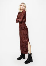 Wytchelm Flocked Velour Midaxi Dress - Red