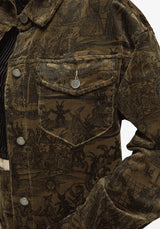 Diabolical Cord Woodcut Print Crop Shacket