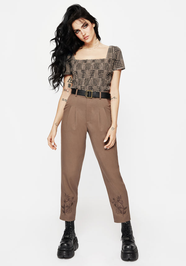 Hazel Embroidered Slim Tailored Trousers