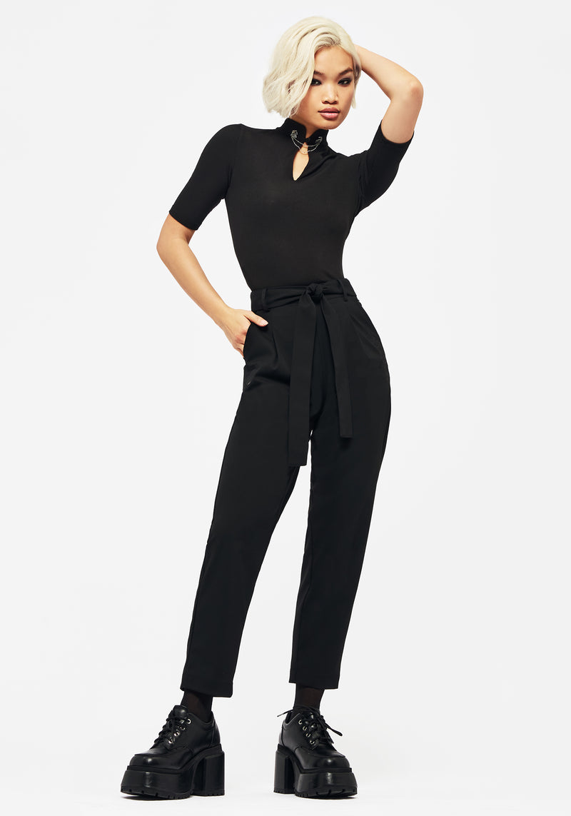 Hester Embroidered Tapered Trousers - Black