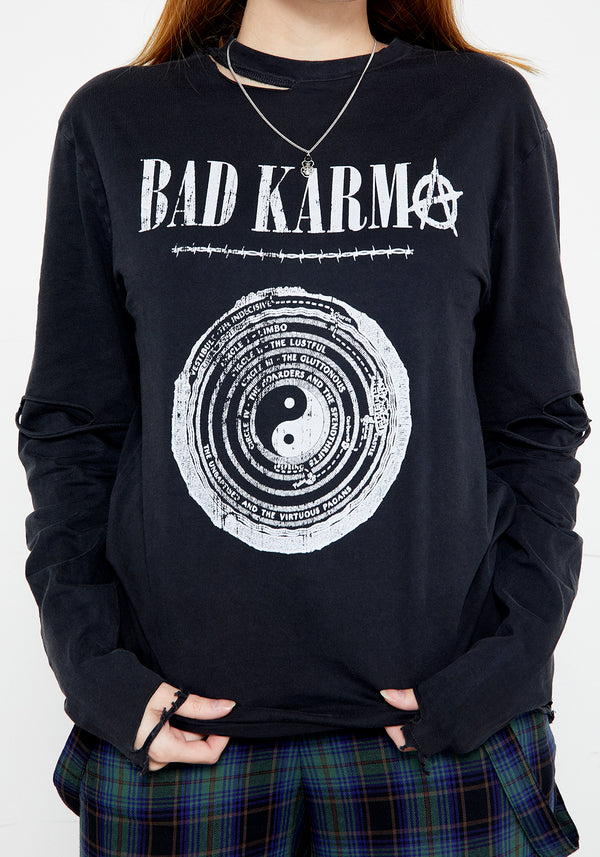 Bad Karma Distressed Layered T-Shirt