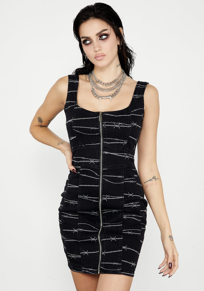 Barbed Denim Korsett Kleid